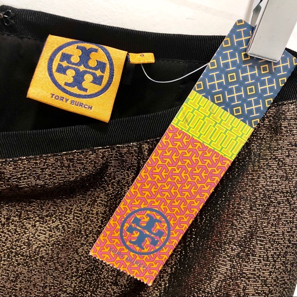 NWT Tory Burch Festive Gold Metallic Skirt Size 0 - Picture 2 of 7